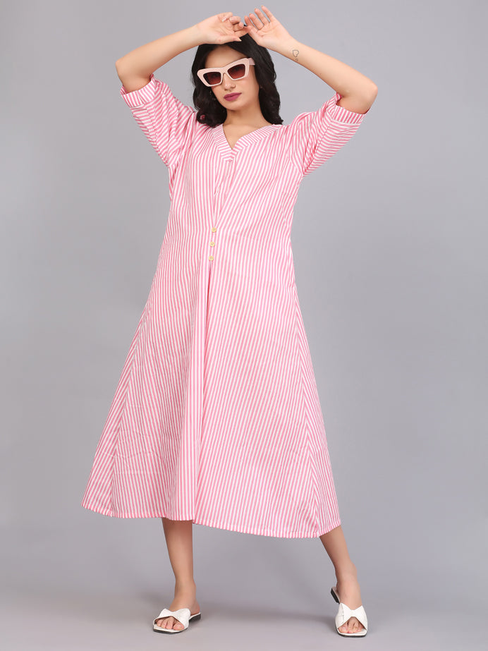 STRIPE BOXPLEAT SHIFT DRESS