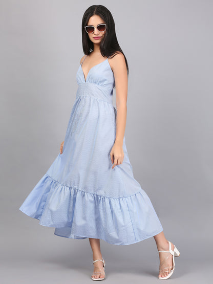 SPAGHETTI STRAP STRIPE TIER DRESS