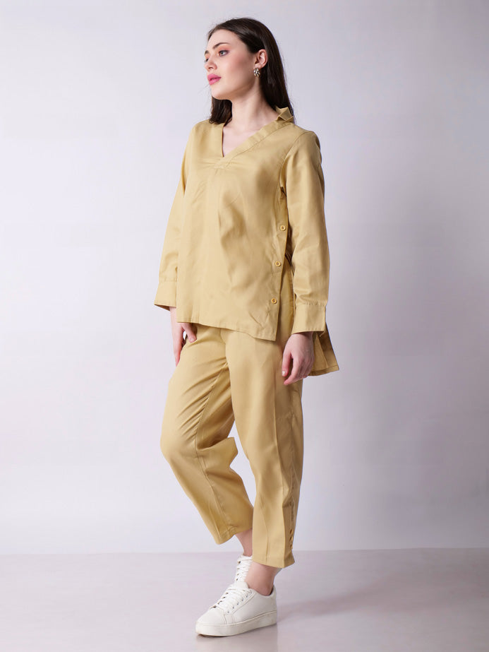 Beige High Low Coord Set