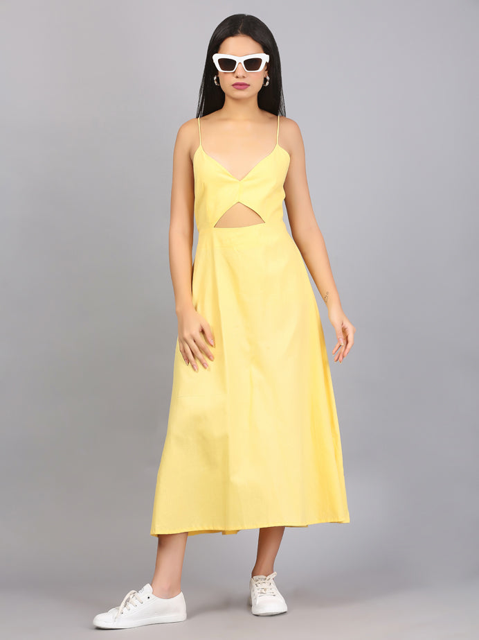 CITRUS YELLOW SPAGHETTI DRESS
