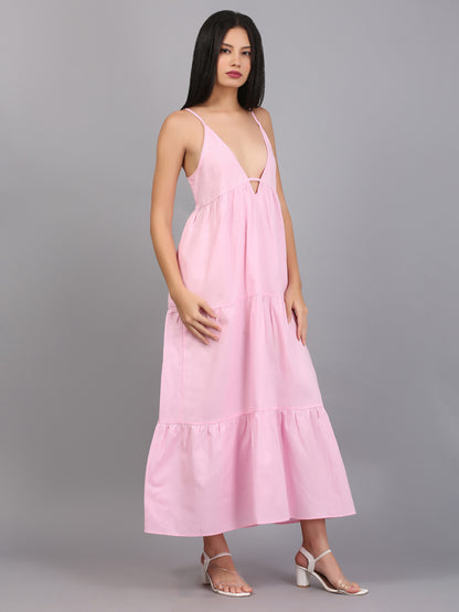 ROSEMARY PINK SPAGHETTI TIER DRESS