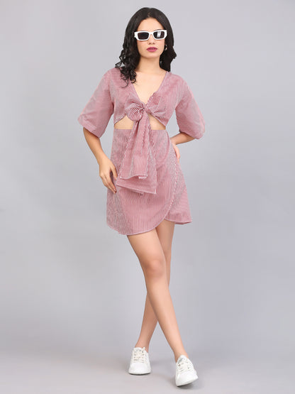 KNOTTED OVERLAP SHIFT DRESS