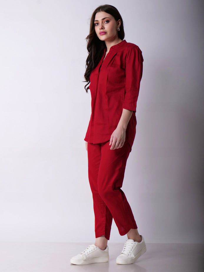 Red high Low Coord Set