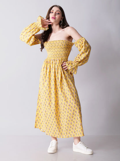 Printed Off-shoulder maxi dress