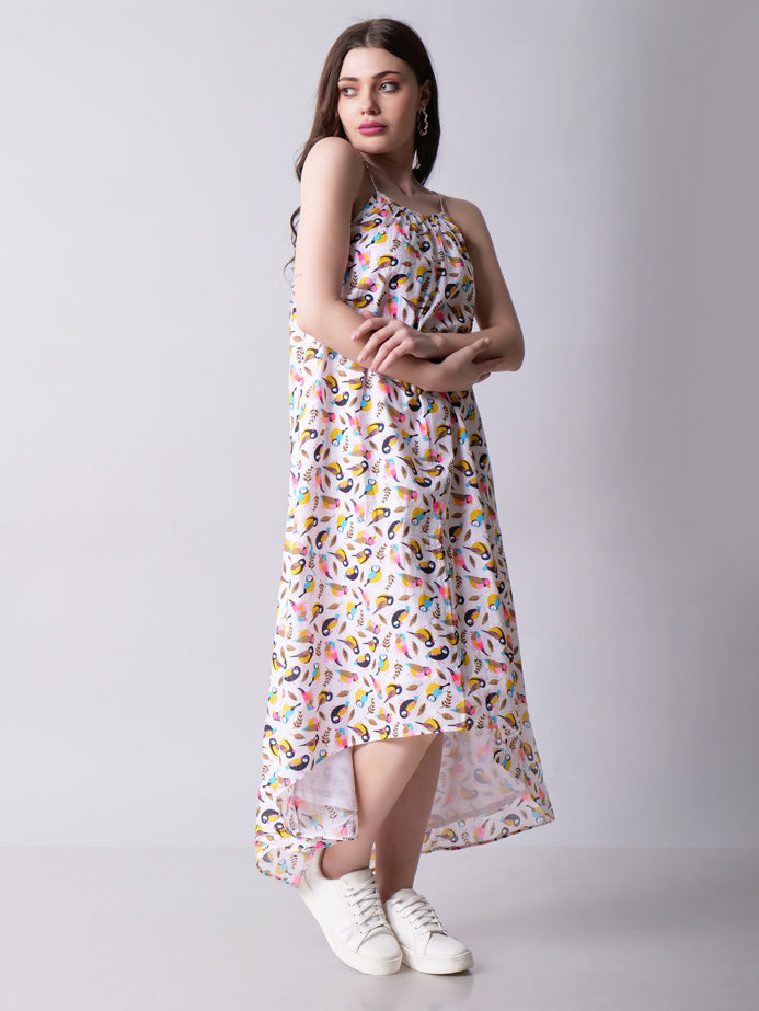 Printed High-low Maxi Dress
