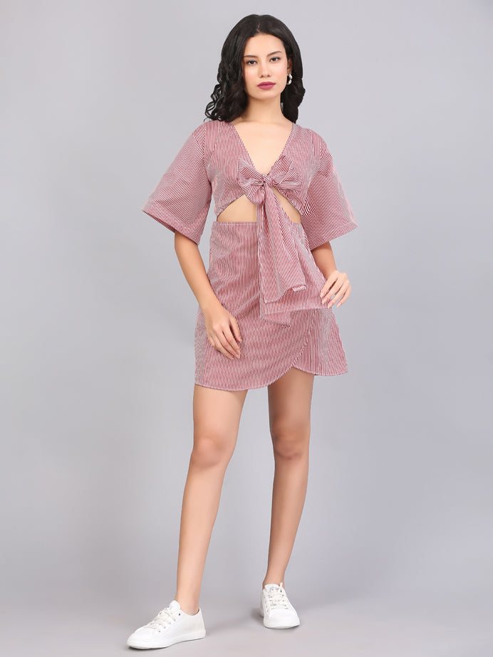 KNOTTED OVERLAP SHIFT DRESS