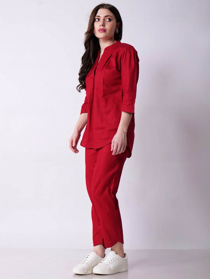 Red high Low Coord Set