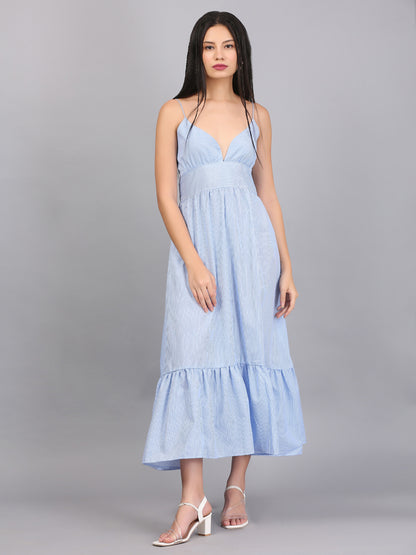 SPAGHETTI STRAP STRIPE TIER DRESS
