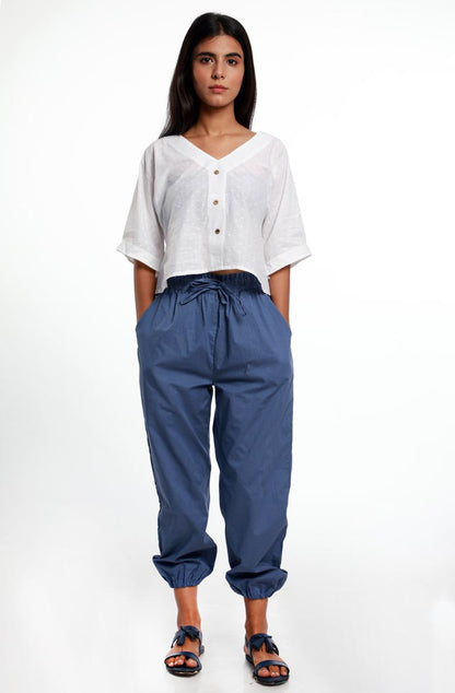 TEXTURED ELASTICATED DRAWSTRING PANTS