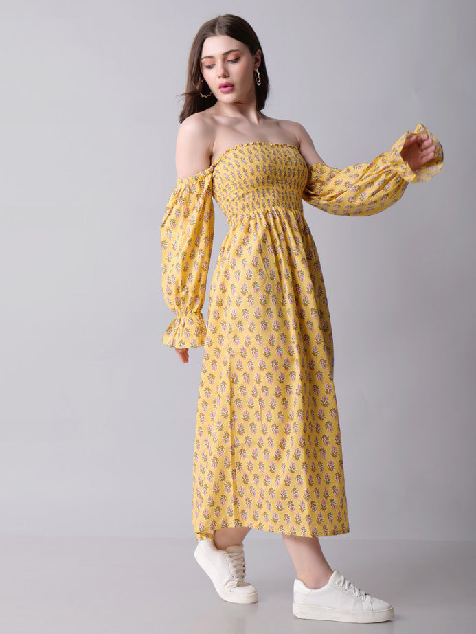 Printed Off-shoulder maxi dress