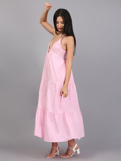 ROSEMARY PINK SPAGHETTI TIER DRESS
