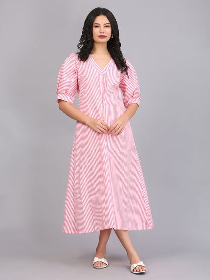 STRIPE BOXPLEAT SHIFT DRESS