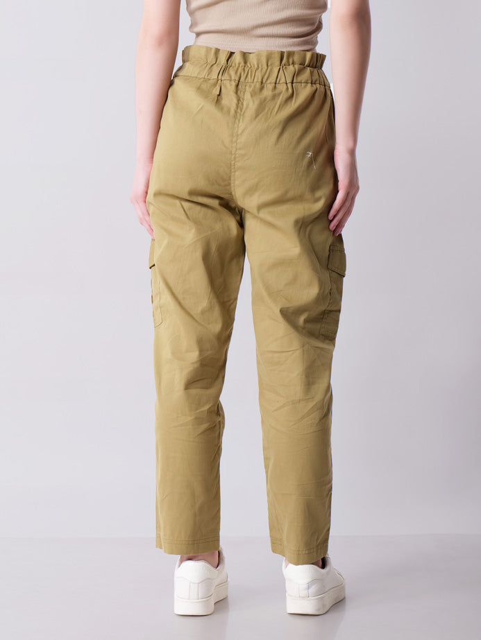 High waisted  Khaki Cargo Pant