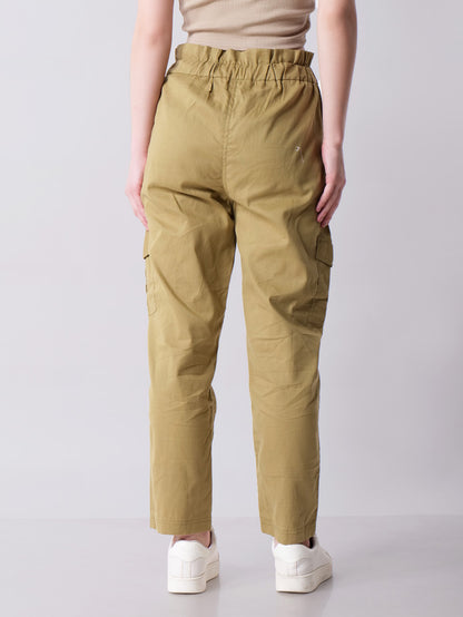 High waisted  Khaki Cargo Pant