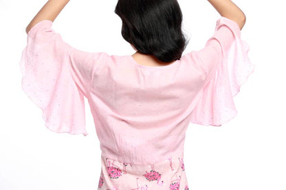 FLAMINGO EXAGGERATED SLEEVES DRESS