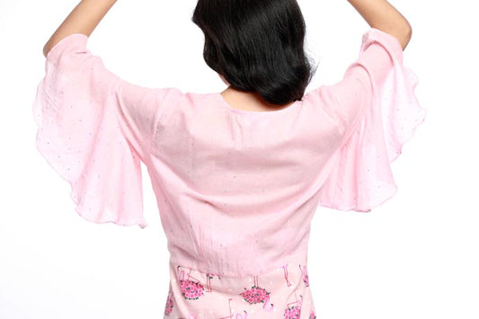 FLAMINGO EXAGGERATED SLEEVES DRESS