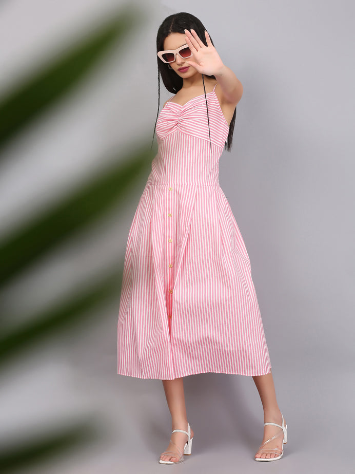 STRIPE SPAGHETTI  DRESS