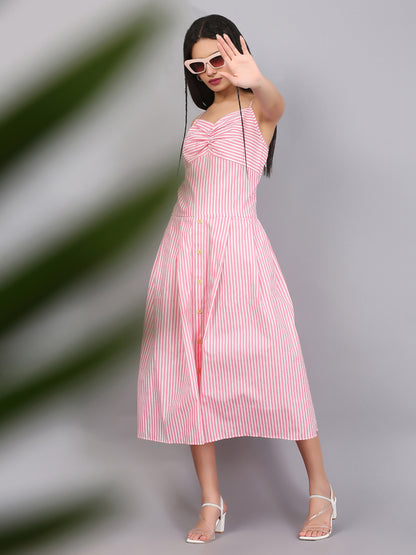 STRIPE SPAGHETTI  DRESS
