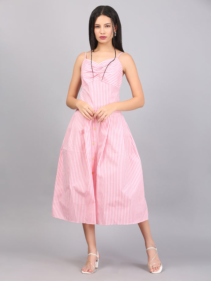 STRIPE SPAGHETTI  DRESS