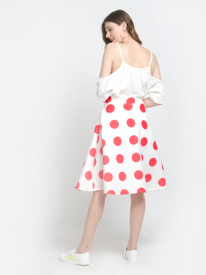 Retro Cold Shoulder White Spaghetti Top