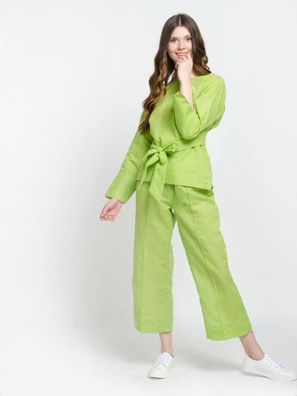 Full Sleeve Shirt With Bow Belt