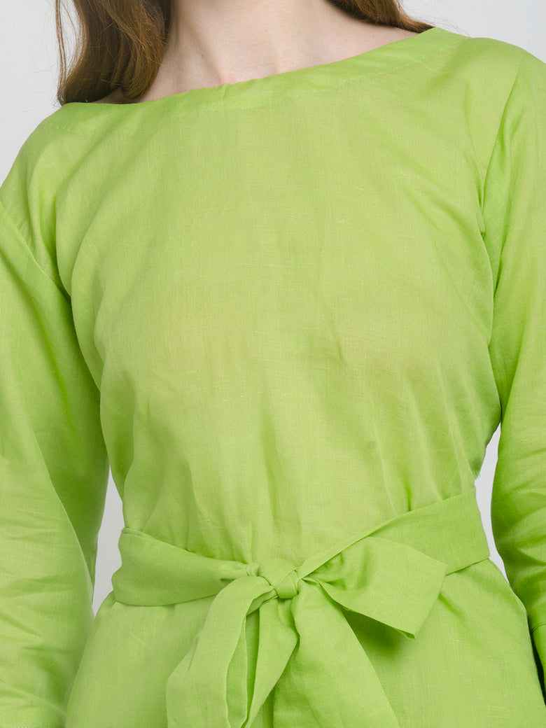 Full Sleeve Shirt With Bow Belt