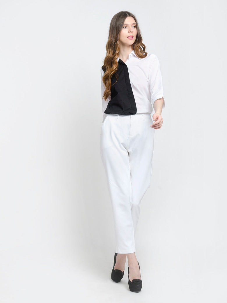 White Formal Crisp Pants