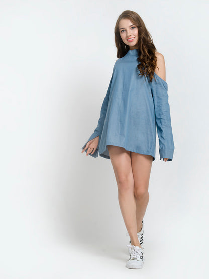 Long Sleeve Open Shoulder Mini Dress