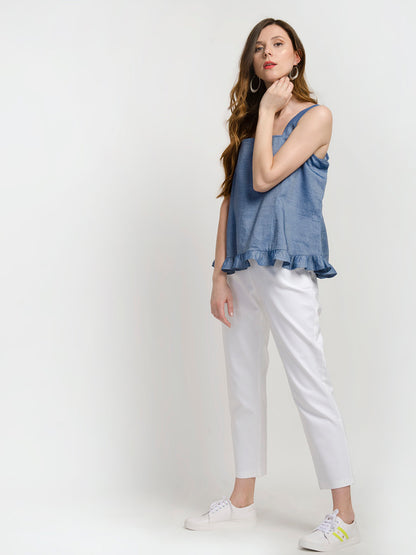 Hem White Pants