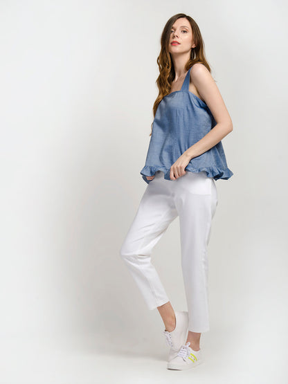 Hem White Pants