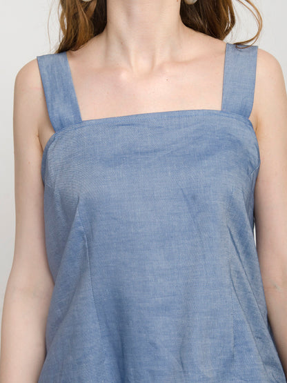 Thick Strap Sleeveless Ruffle Hem Top