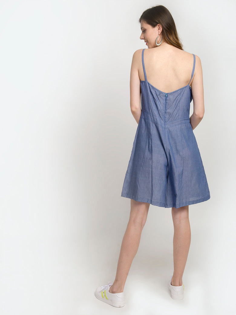 Thin Strap Sleeveless Large Hemline Mini Dress