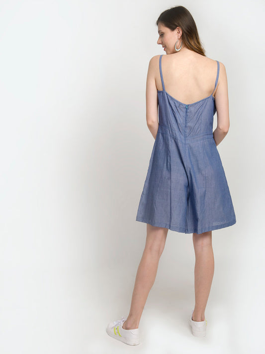 Thin Strap Sleeveless Large Hemline Mini Dress