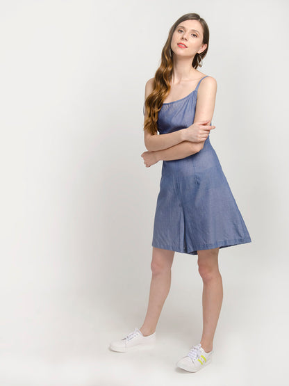 Thin Strap Sleeveless Large Hemline Mini Dress