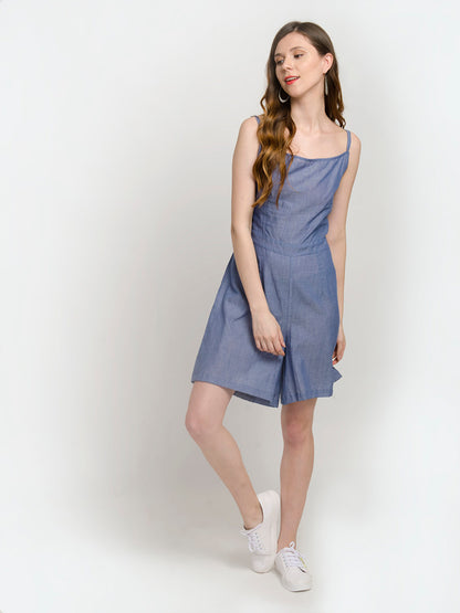 Thin Strap Sleeveless Large Hemline Mini Dress