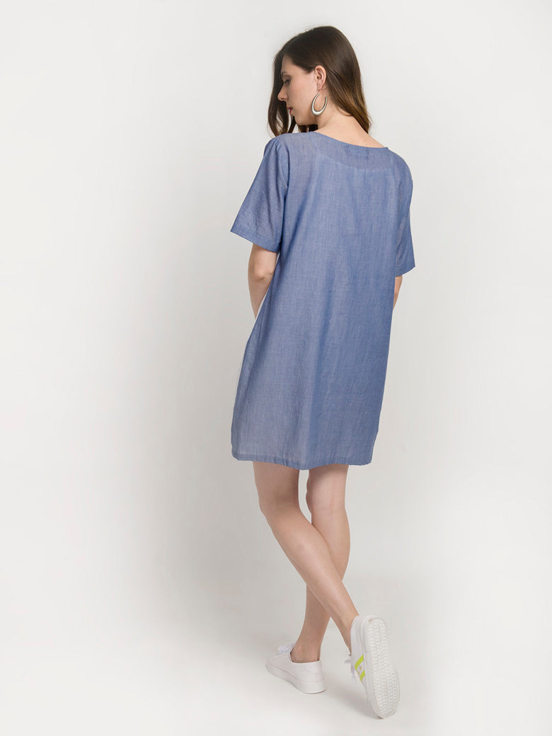 Women's Summer Colorblock Casual Loose Split T-Shirt Dress
