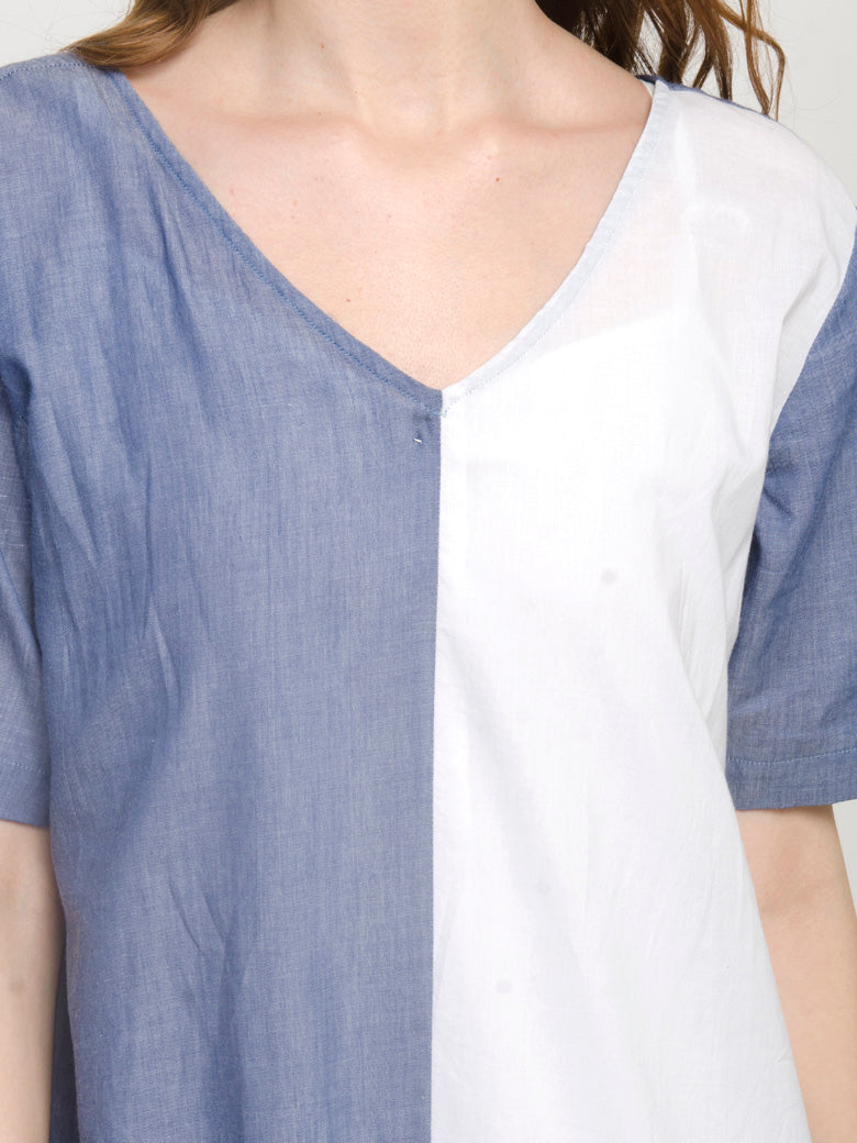 Women's Summer Colorblock Casual Loose Split T-Shirt Dress