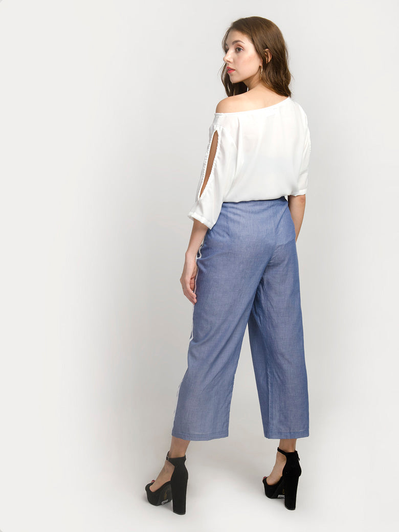 White Cold Shoulder Sleeve Top