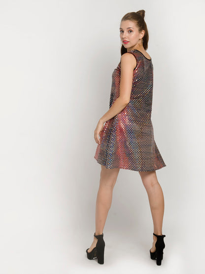Short Sleeveless V-Neck Sequin Dress