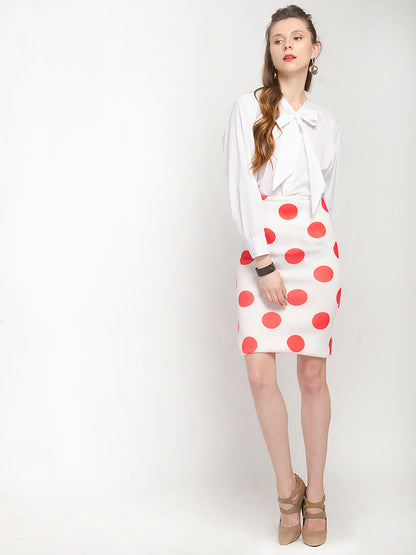 White Polka Dot Pencil Skirt