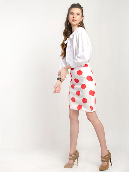 White Polka Dot Pencil Skirt