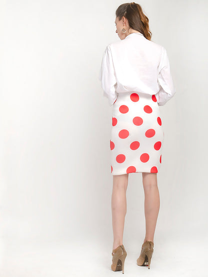 White Polka Dot Pencil Skirt