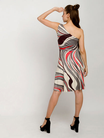 Elegantly One Shoulder Skater Mini Dress