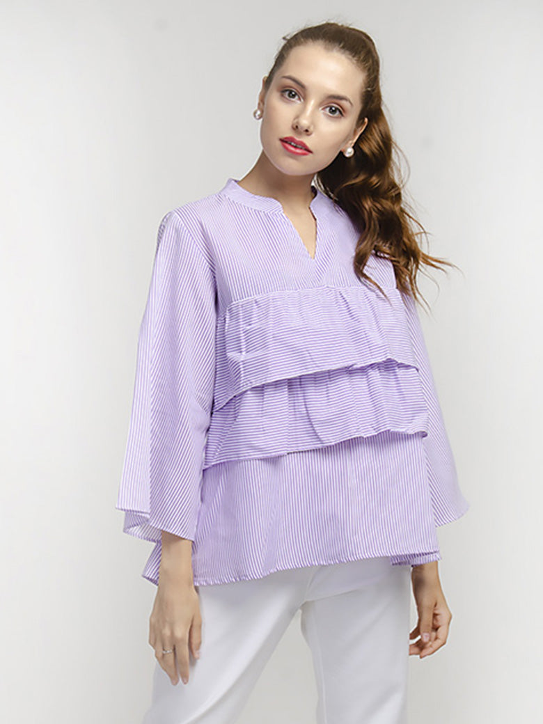 Ruffle Front Full Sleeve Top